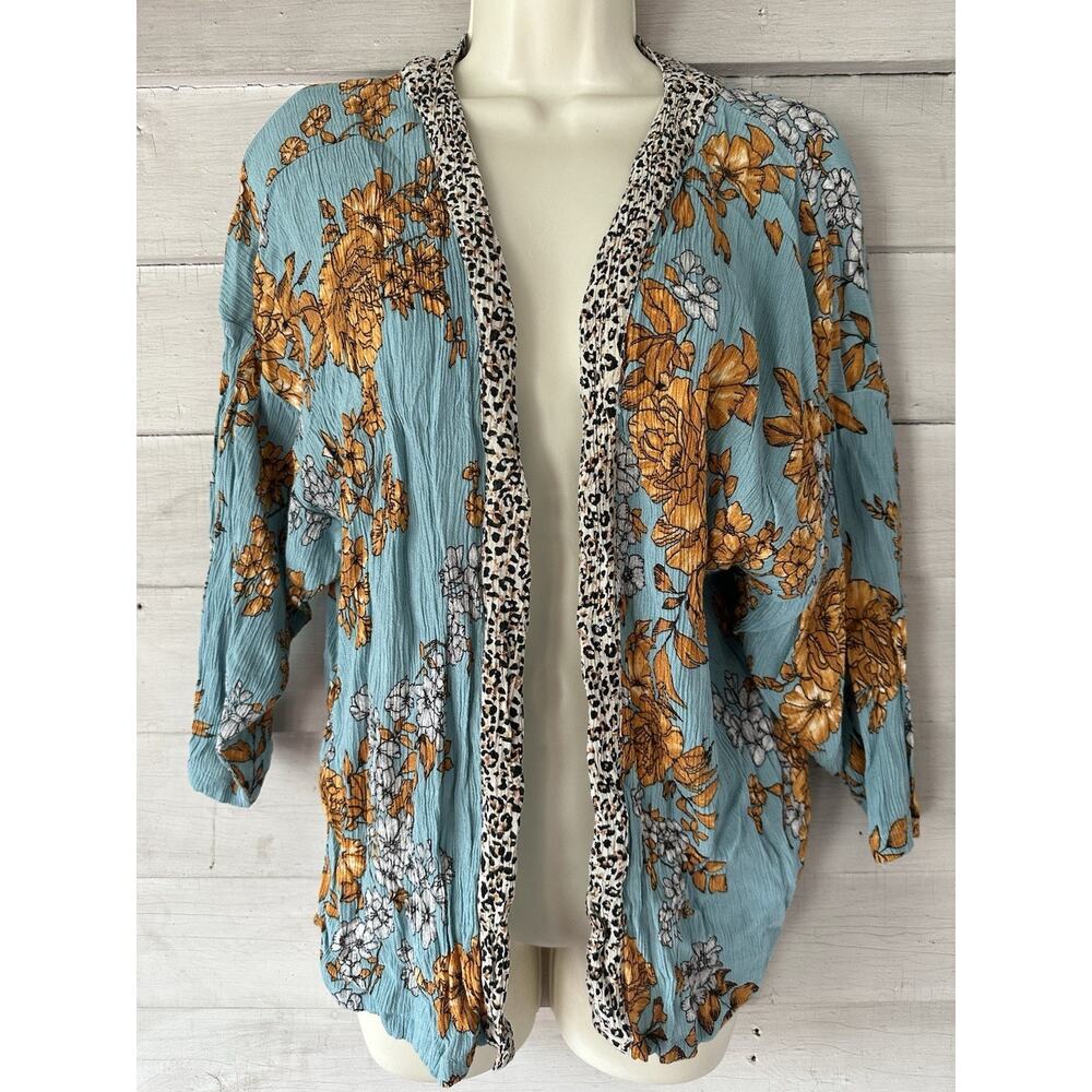 Anthropologie Anderson & Lauth Floral & Leopard Kimono Cardigan One Size